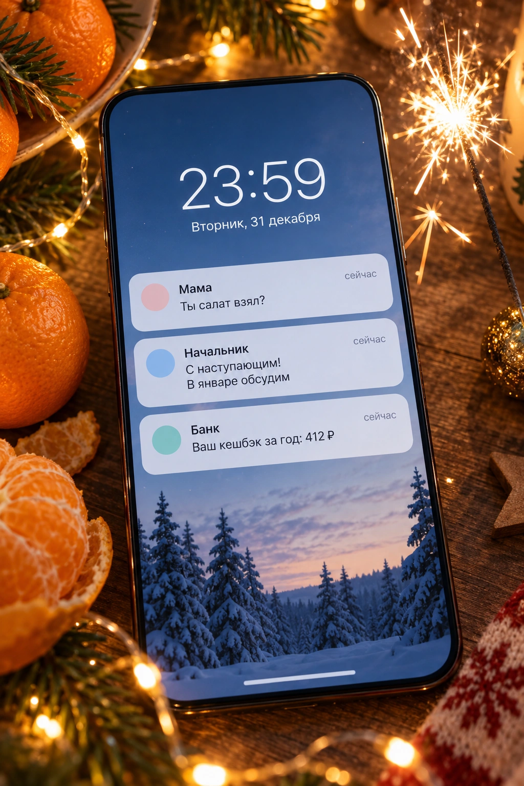 Уведомления в 23:59